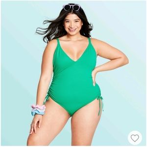 Stoney Clover Ln x Target Green One Piece Swimsuit Plus Texture Side Ties